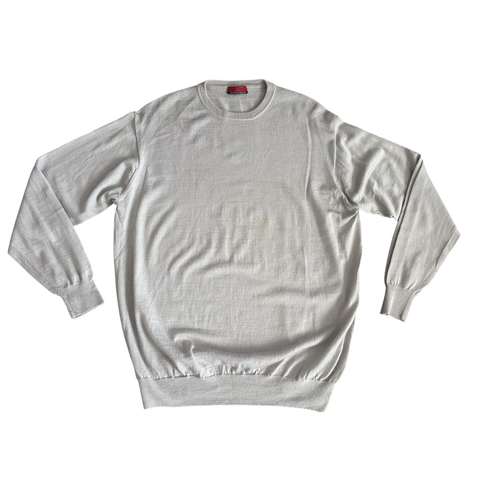 Trish Gregory Mens Crew Neck 100% Merino Wool Sweater XL Preppy Soft New Zealand
